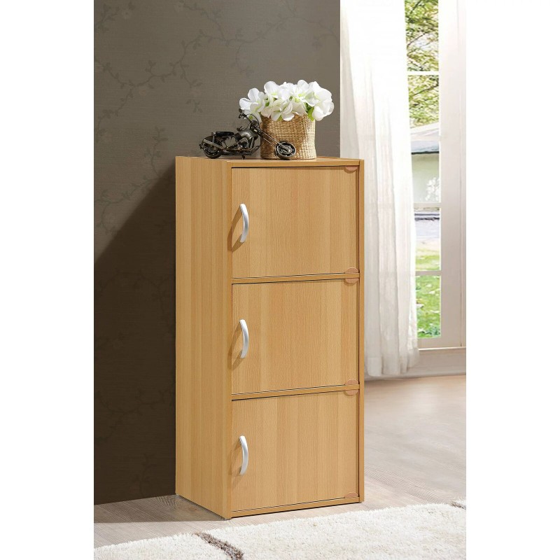 3-Shelf, 3-Door Multi-purpose Cabinet, Mahogany, Indoor, For Home Office/Study.
