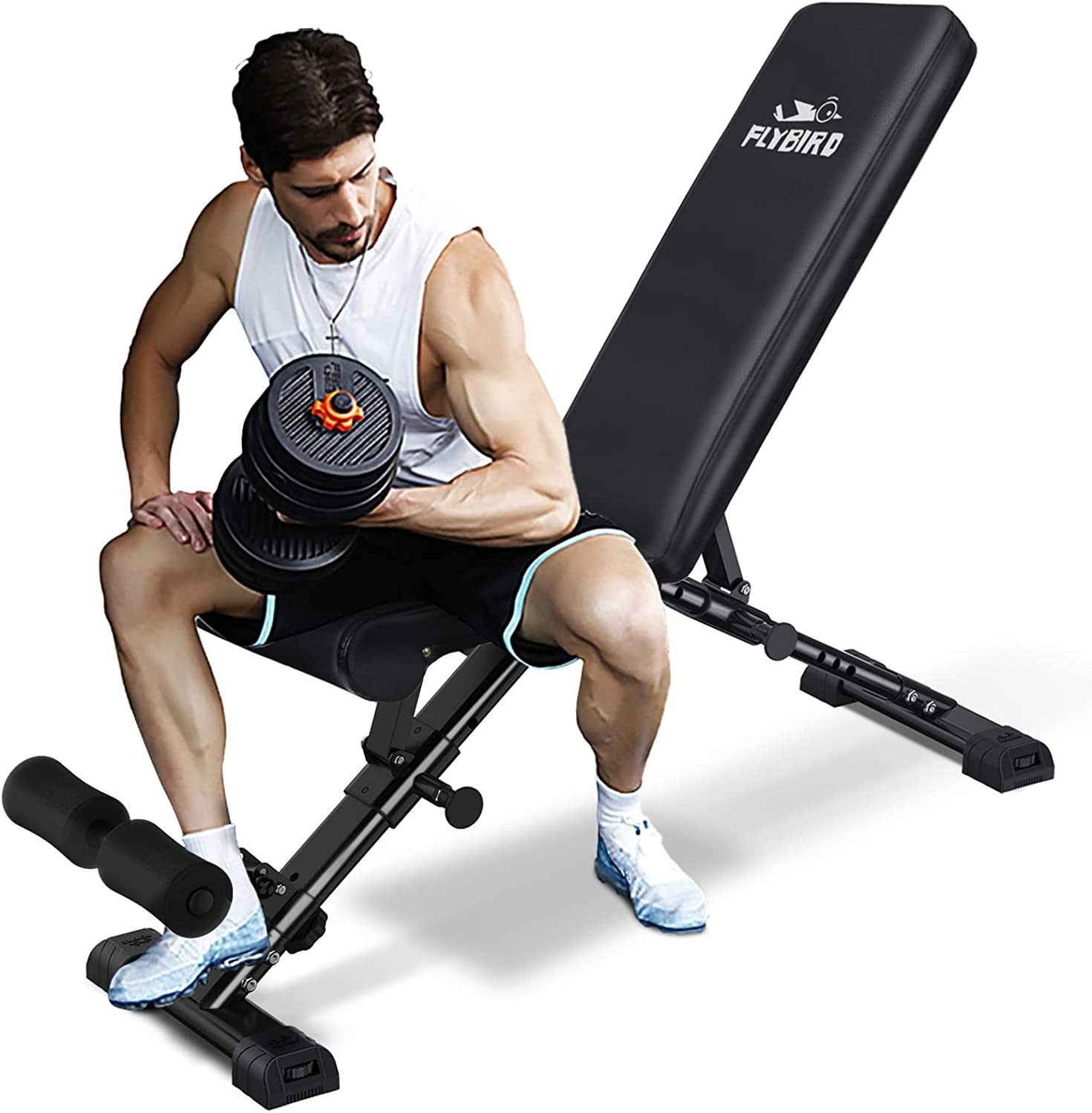 Weight Bench, Adjustable Strength Training Bench for Full Body Workout with Fast